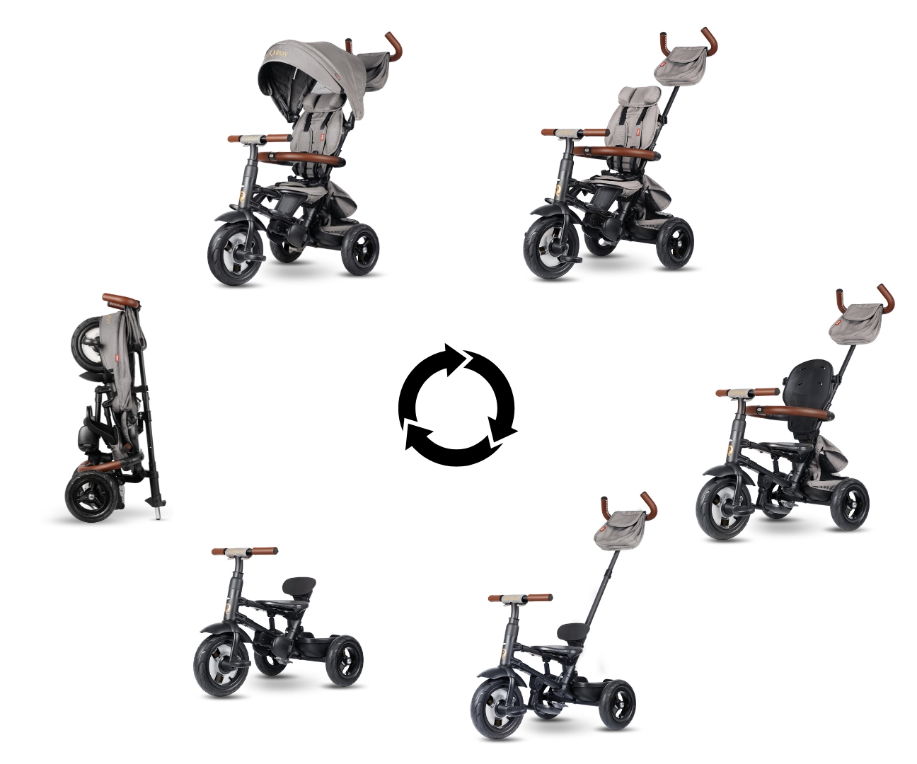 Qplay Rowerek Trójkołowy Rito Deluxe Rubber Grey — zdjęcie 11