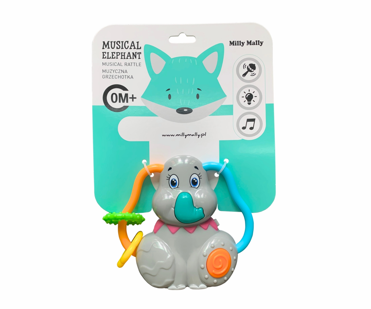 Milly Mally Muzyczna grzechotka Słonik - Musical elephant - 0889 — zdjęcie 6