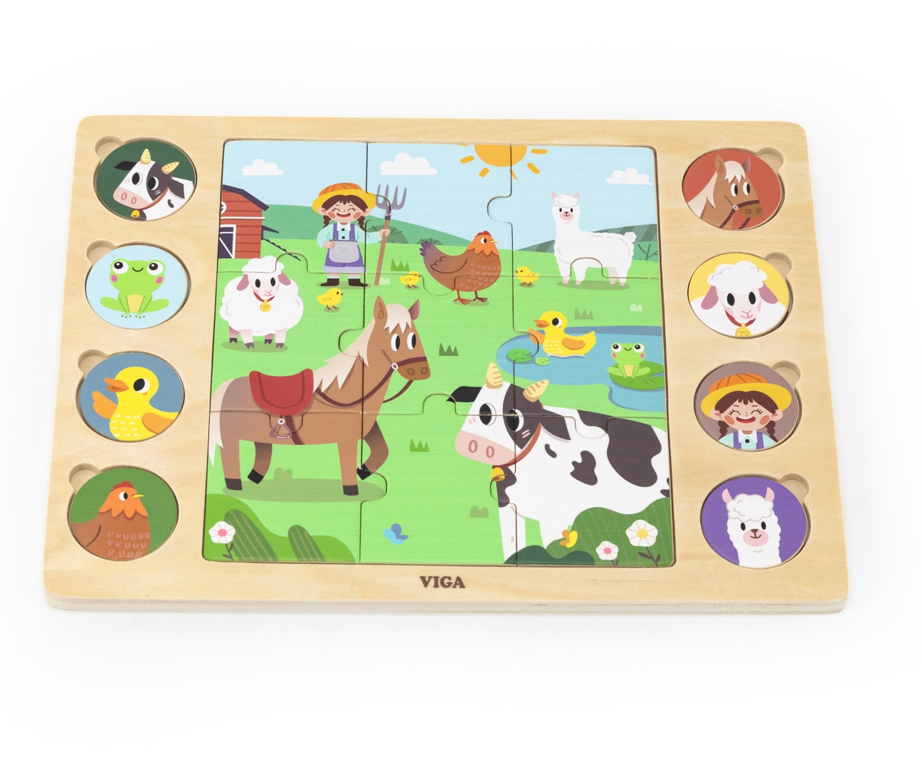 Viga 44741 Zestaw puzzli na podkładce - dopasuj cienie - farma — zdjęcie 2
