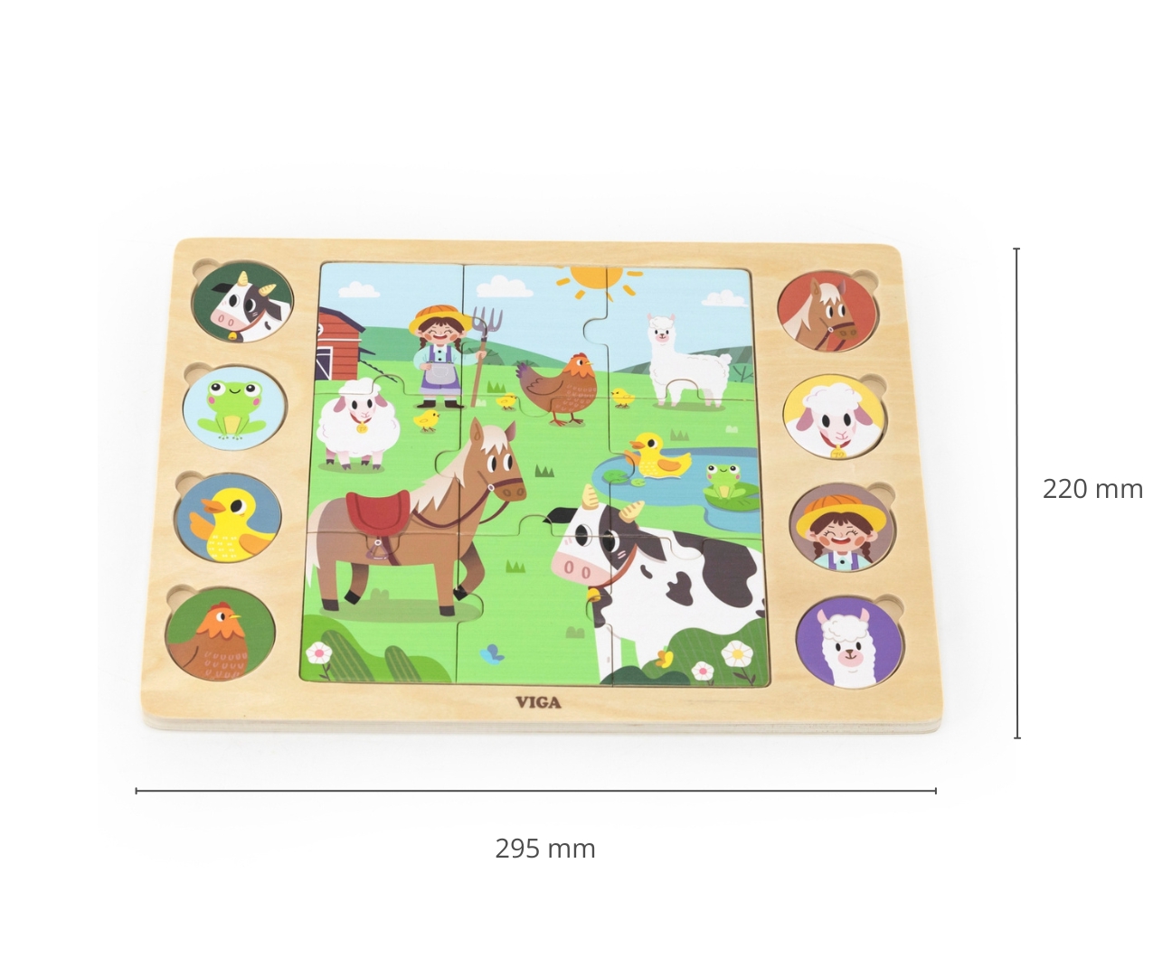 Viga 44741 Zestaw puzzli na podkładce - dopasuj cienie - farma — zdjęcie 6