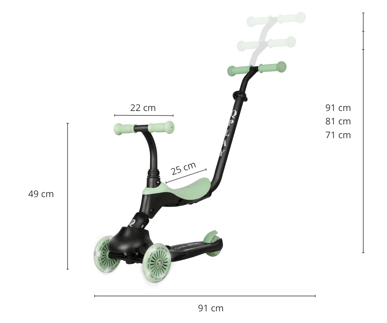 Qplay Hulajnoga Sema Evo 3w1 Green — zdjęcie 8