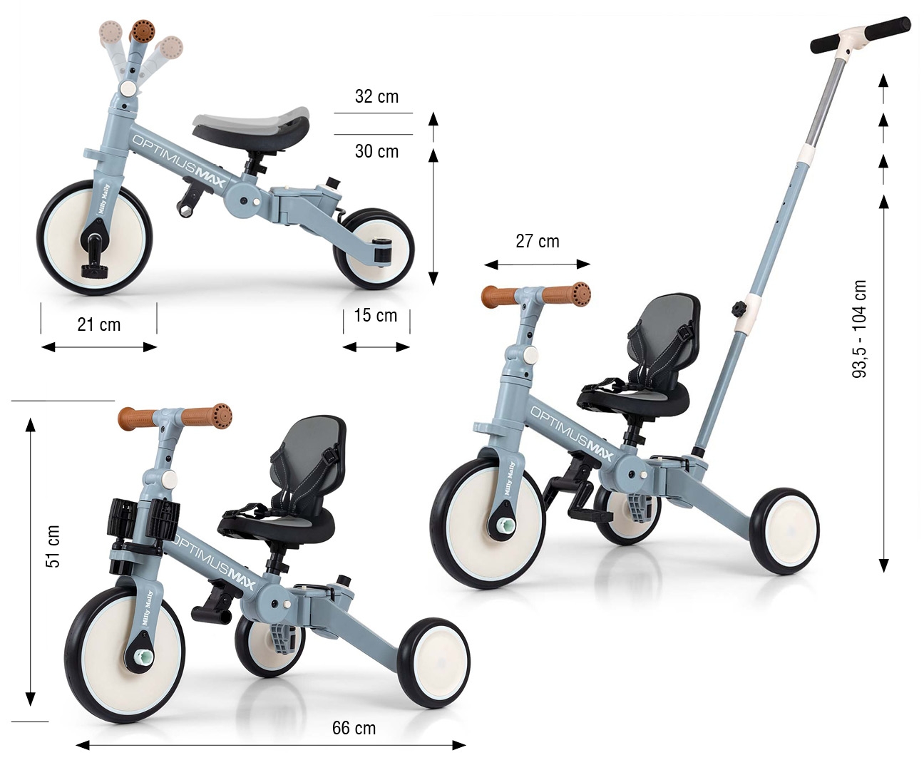 Milly Mally Rowerek 5w1 Optimus Max Denim — zdjęcie 12