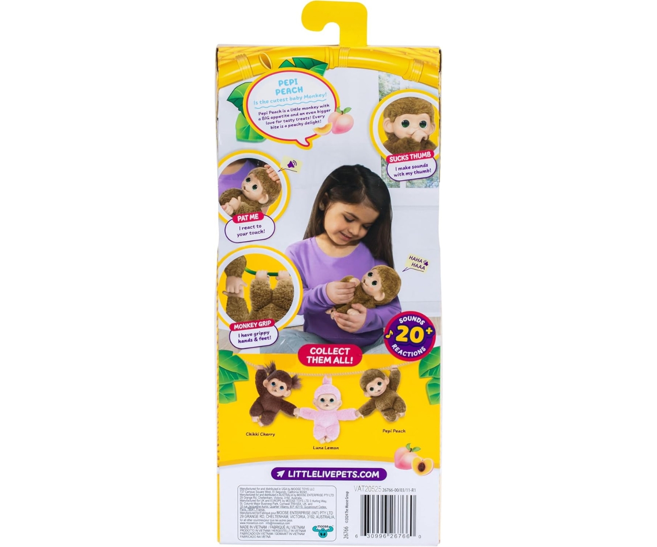 Moose 26766 Little Live Pets Interaktywna Mini Małpka Pepi Peach — zdjęcie 2