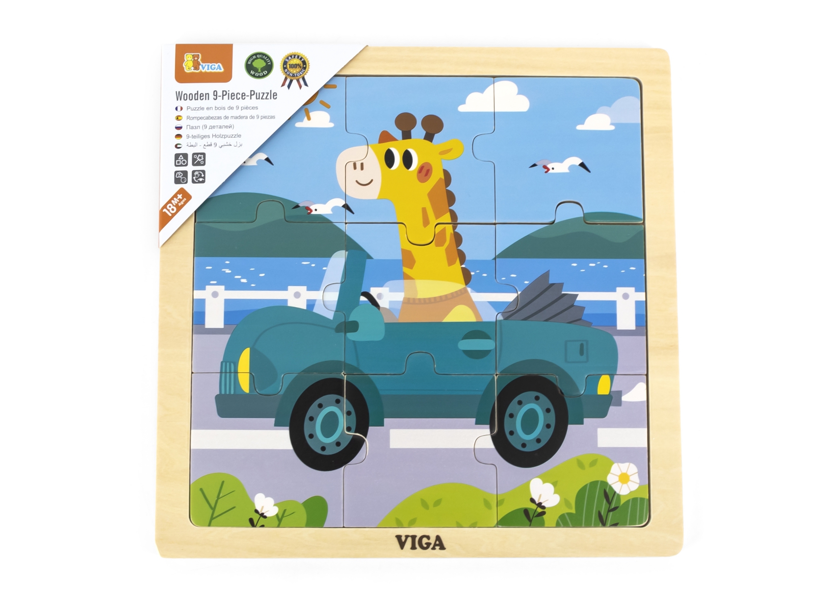 Viga 44629 Puzzle na podkładce 9 elementów - auto — zdjęcie 2