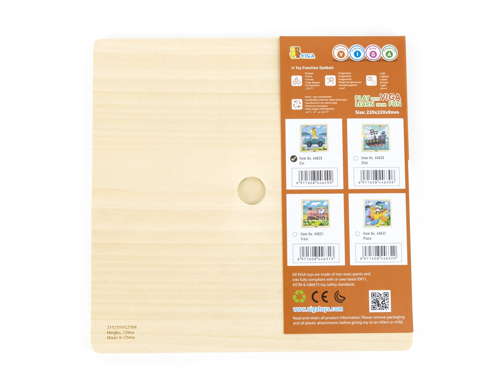 Viga 44629 Puzzle na podkładce 9 elementów - auto — zdjęcie 3