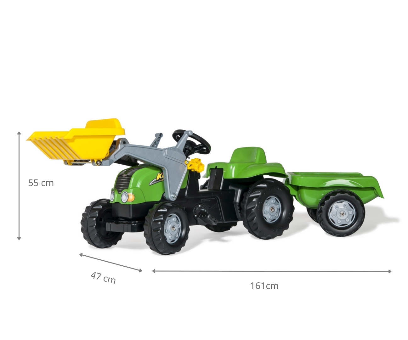 Rolly Toys 023134 Traktor Rolly Kid X z łyżka i przyczepa Zielony — zdjęcie 9