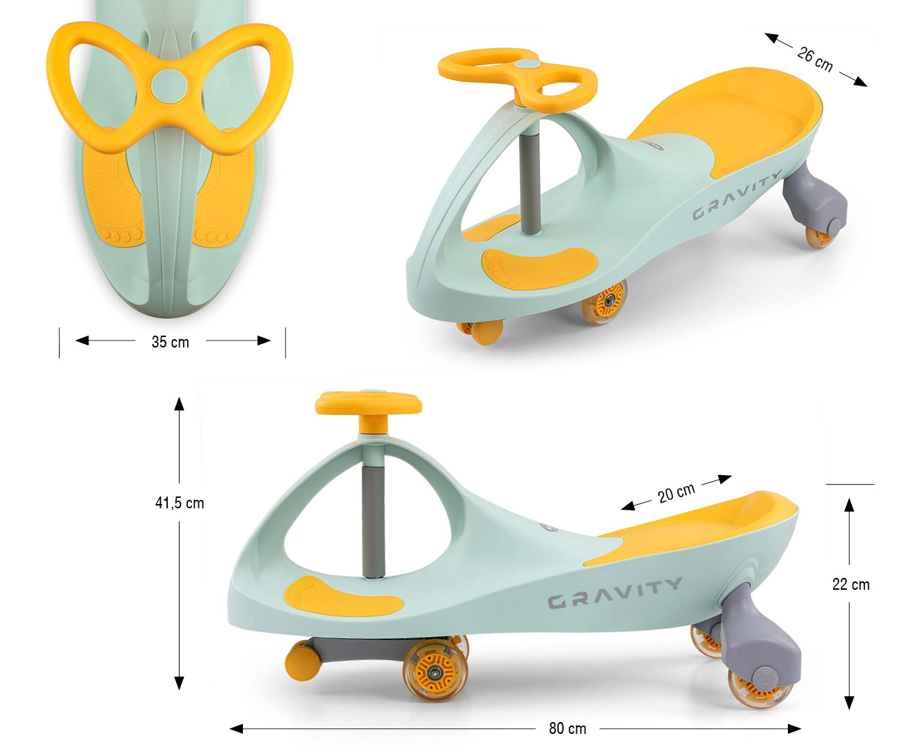 Milly Mally Jeździk Grawitacyjny Gravity Lime Yellow — zdjęcie 11