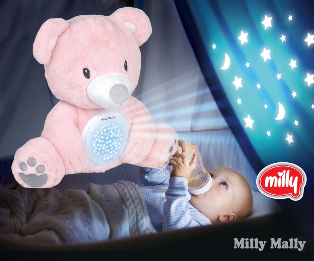 Milly Mally Zabawka pluszowa z Projektorem Milly Bear Pink — zdjęcie 8