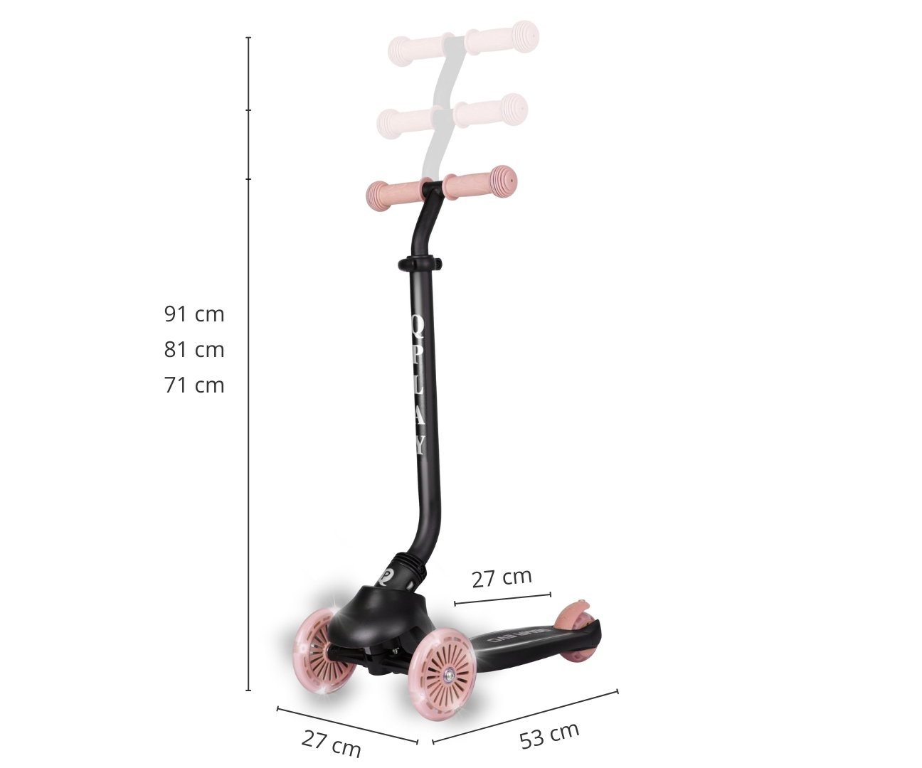 Qplay Hulajnoga Sema Evo 3w1 Coral Pink — zdjęcie 9