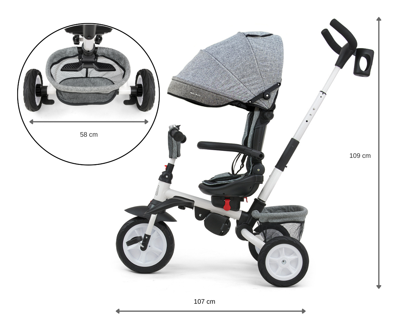 Milly Mally Rowerek Trójkołowy 6w1 Stanley Rubber Grey — zdjęcie 9