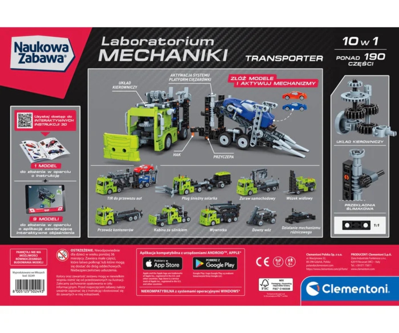 Clementoni 50249 Naukowa Zabawa Lab Laboratorium Mechaniki - transporter — zdjęcie 2