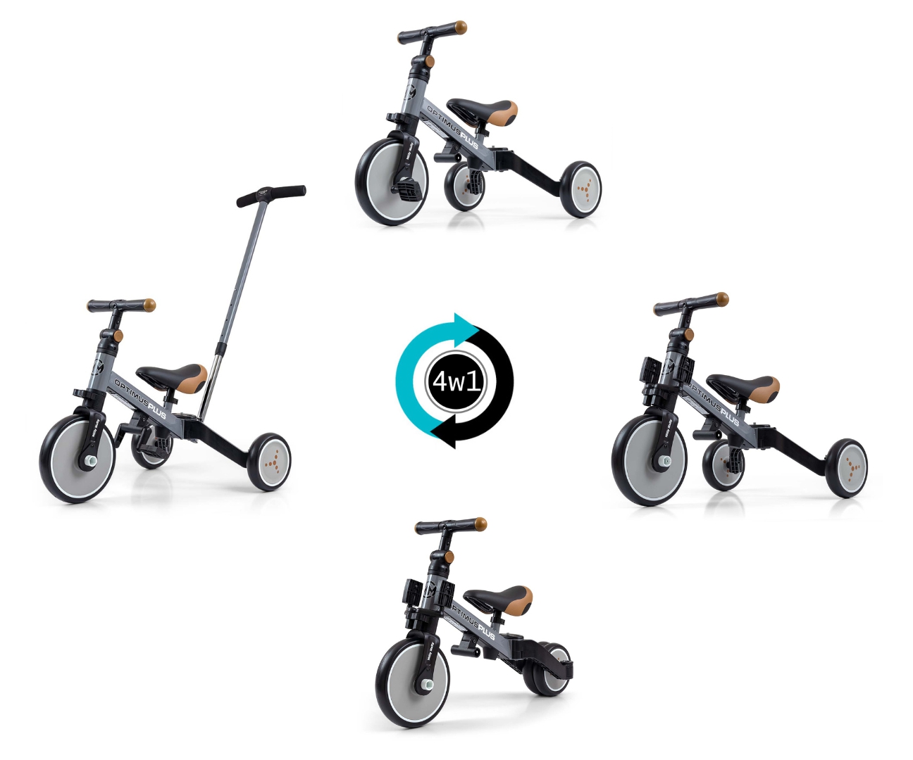 Milly Mally Rowerek 4w1 Optimus Plus Grey — zdjęcie 11