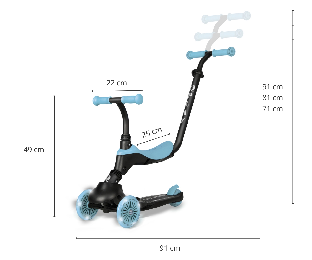Qplay Hulajnoga Sema Evo 3w1 Sky Blue — zdjęcie 8