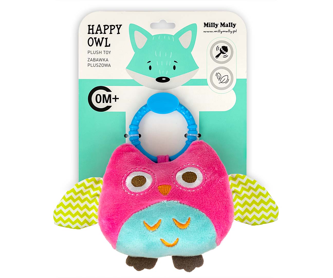 Zawieszka pluszowa Sówka - Happy owl - 2552 PINK — zdjęcie 6