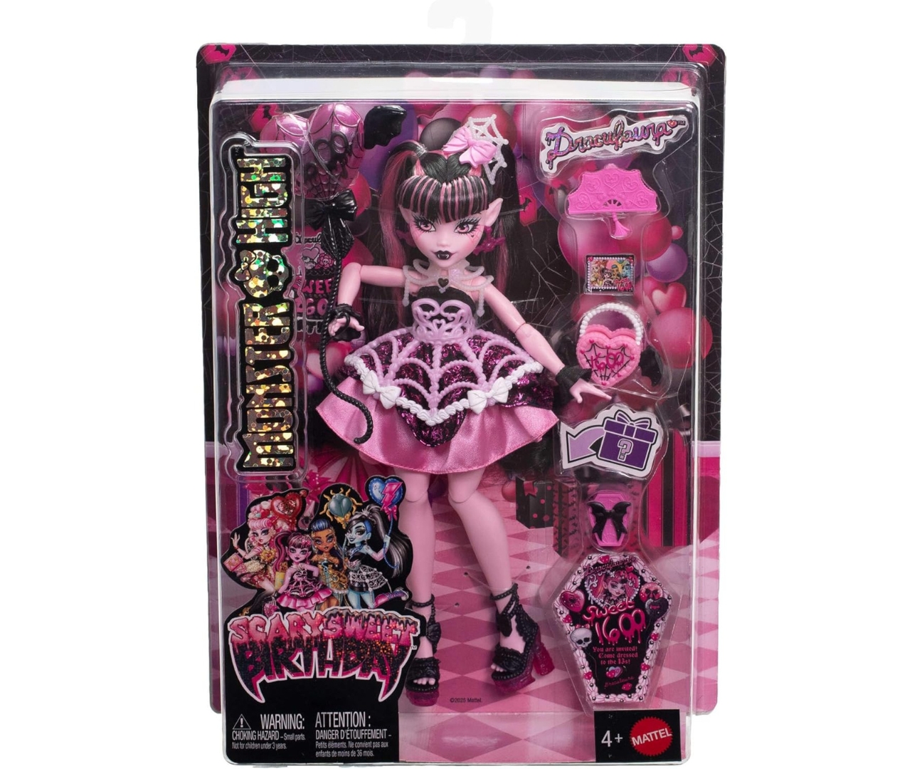 Mattel JBG74 Lalka Monster High Straszysłodkie Urodziny - Draculaura — zdjęcie 2