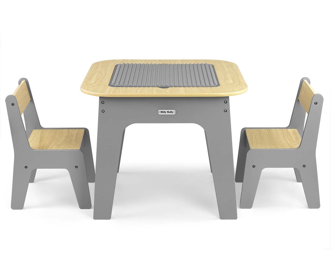 Milly Mally Zestaw mebli Olaf Blocks - Stolik i dwa krzesełka Dark Grey — zdjęcie 4