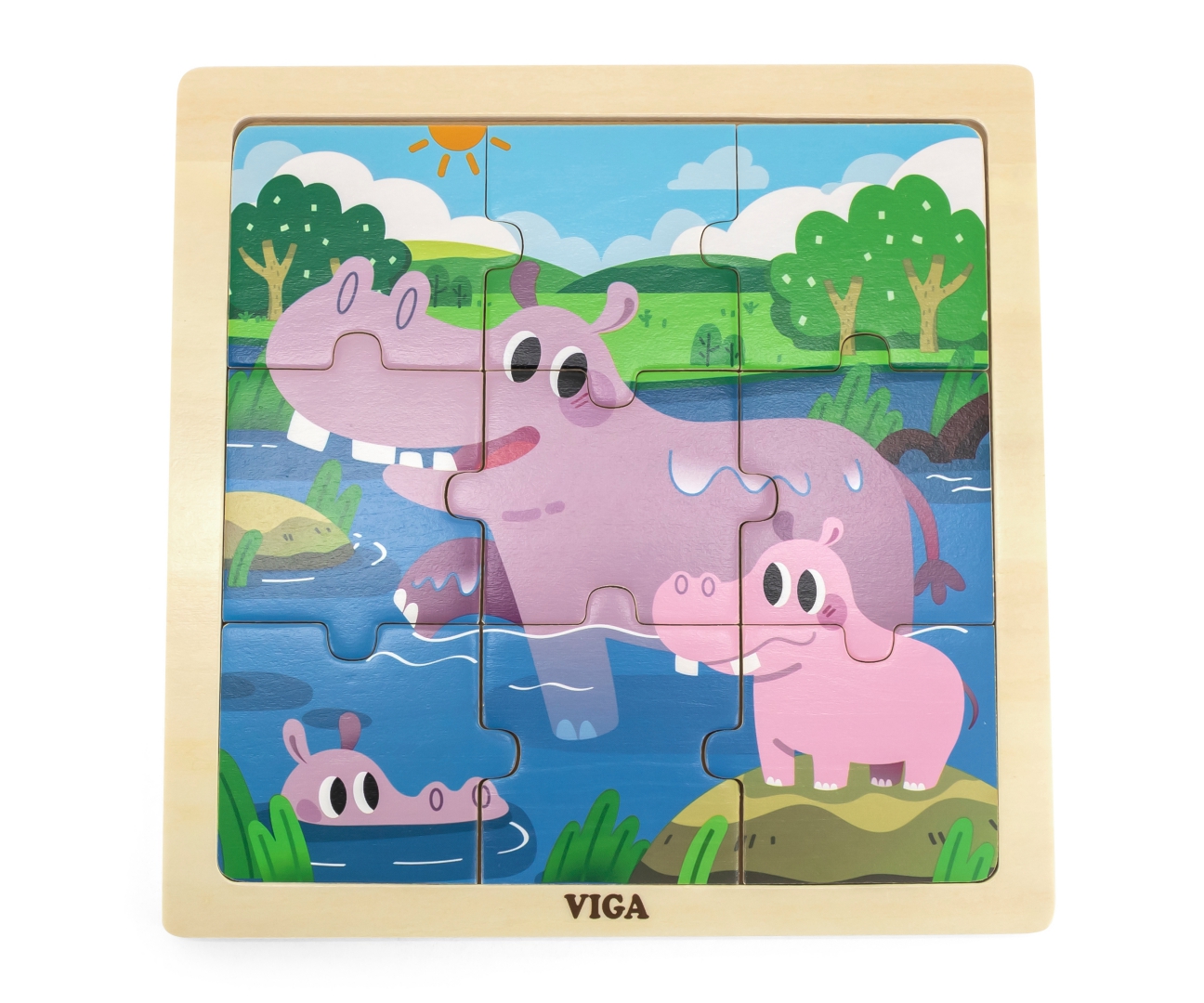Puzzle padjal 9 osaline - hipopotam