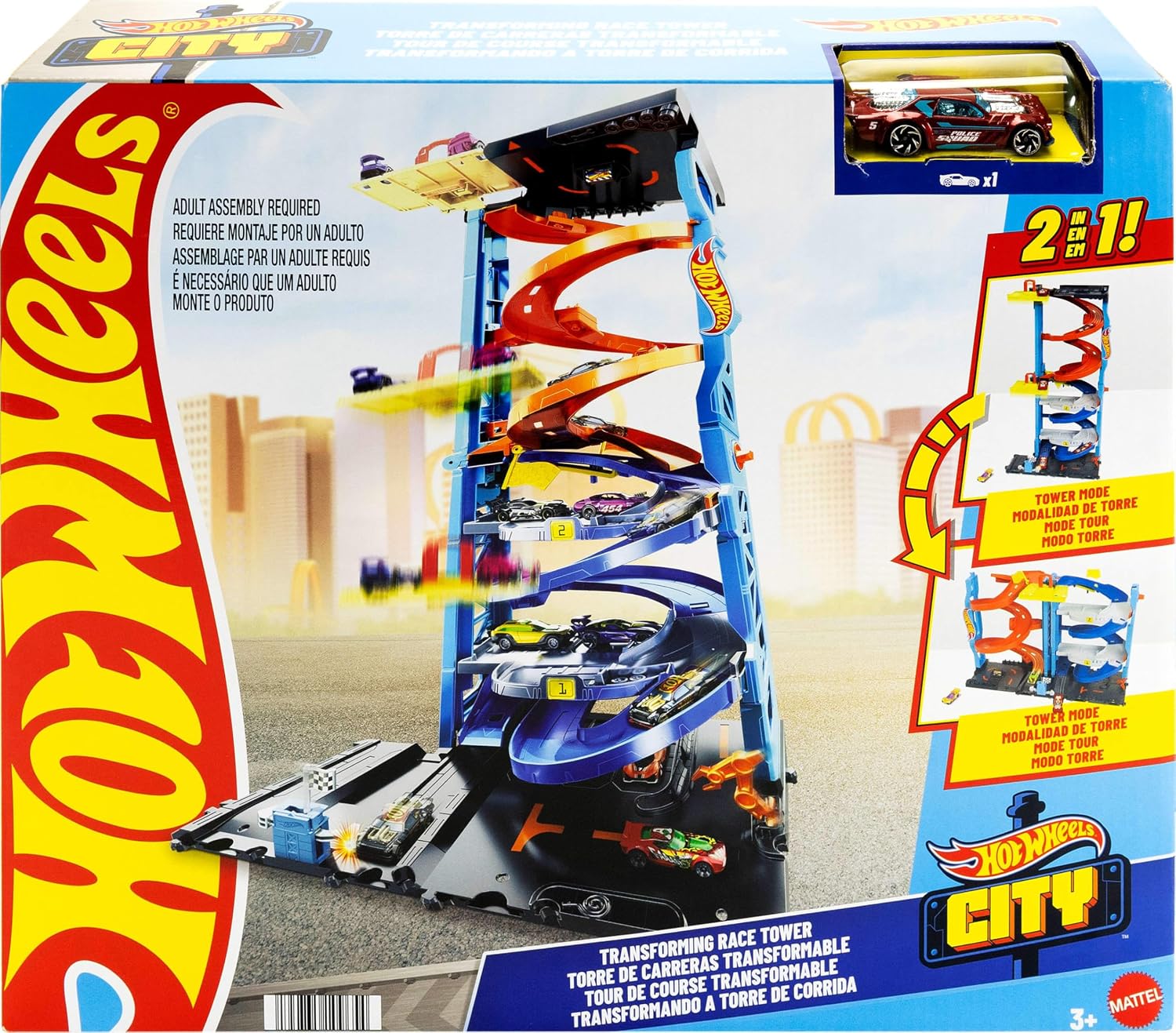 Mattel HKX43 Hot Wheels City Wyścigowa Wieża 2w1 Tor Zjeżdzalnia — zdjęcie 2