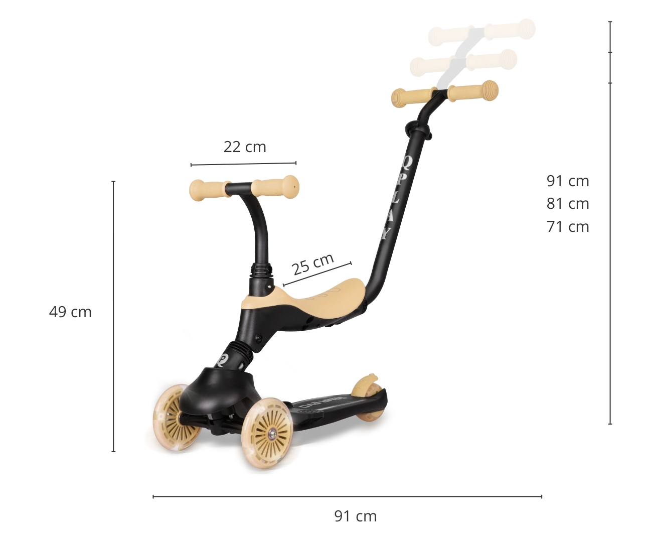 Qplay Hulajnoga Sema Evo 3w1 Khaki — zdjęcie 8