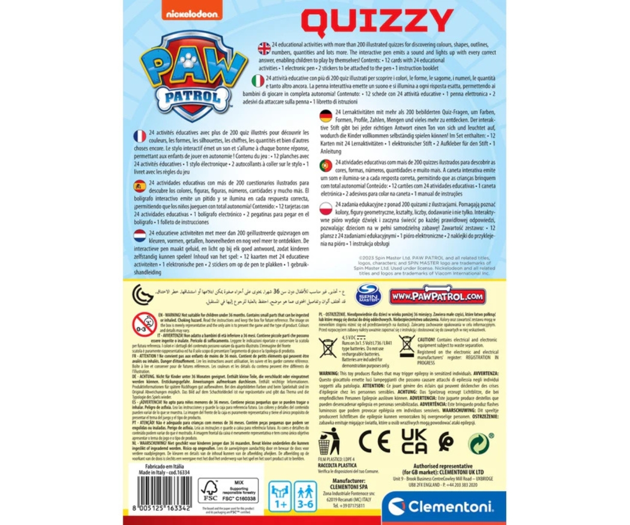 Clementoni Edukacja Wczesnoszkolna 16334 Interaktywny Quiz Psi Patrol — zdjęcie 2