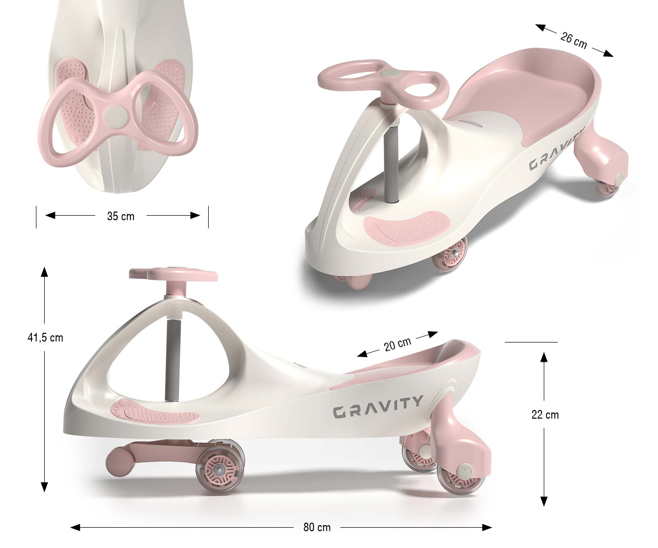 Jeździk Grawitacyjny Gravity Cream Pink Milly Mally — zdjęcie 9