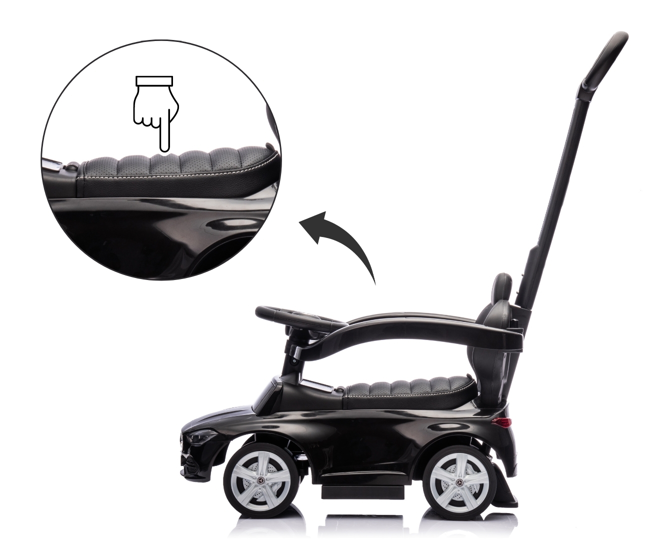 Milly Mally Pojazd z rączką MERCEDES C-Class Deluxe Black — zdjęcie 7
