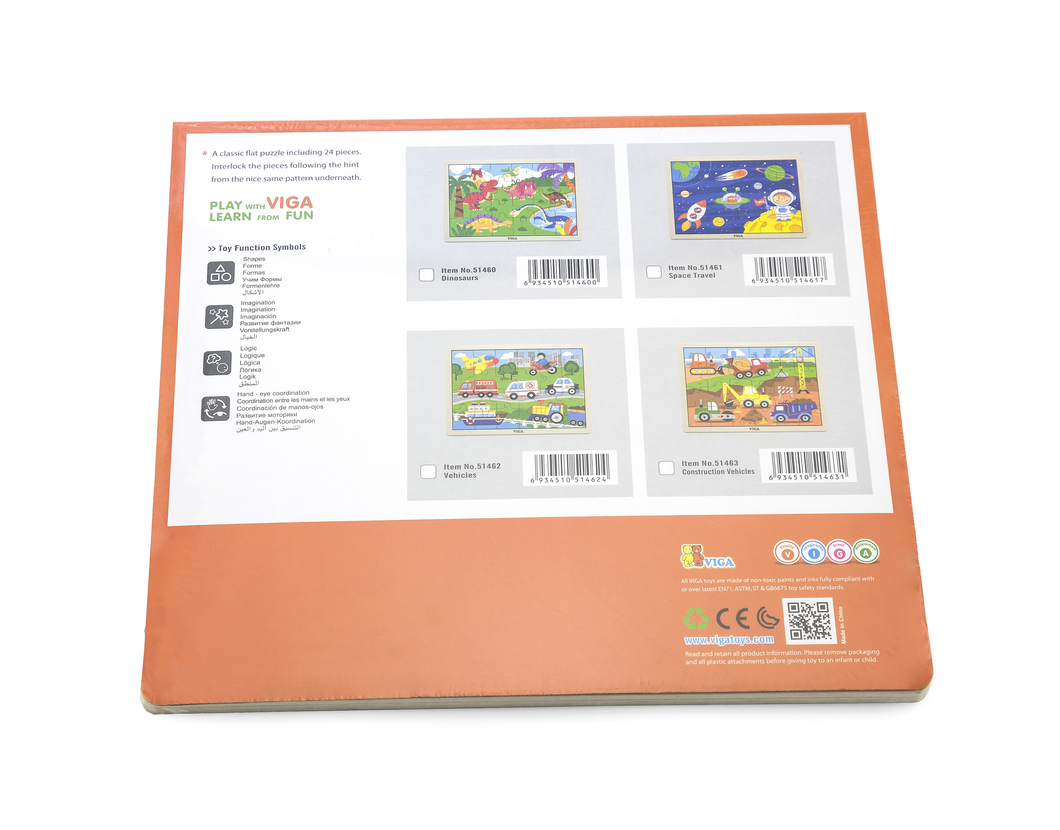 Viga 51460 Puzzle na podkładce 24 elementy - dinozaury — zdjęcie 3