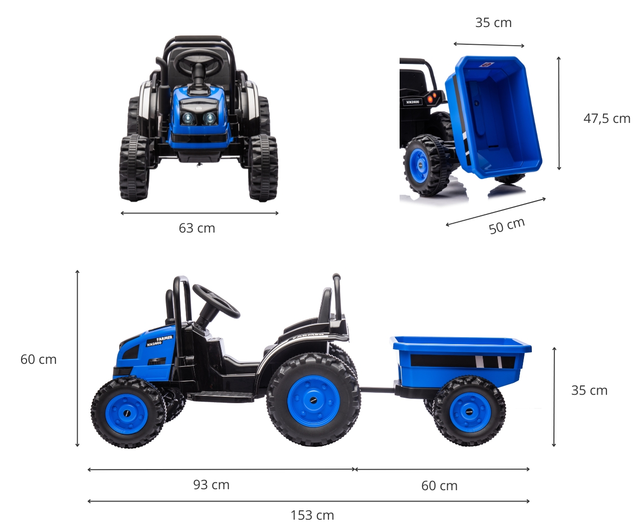 Milly Mally Pojazd na akumulator Traktor z przyczepą Farmer Blue — zdjęcie 14