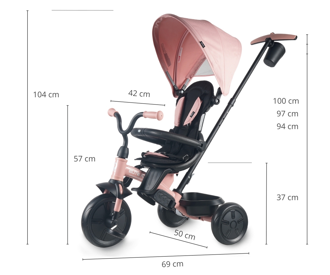 Qplay Rowerek Trójkołowy Elite Platinum Pink — zdjęcie 7