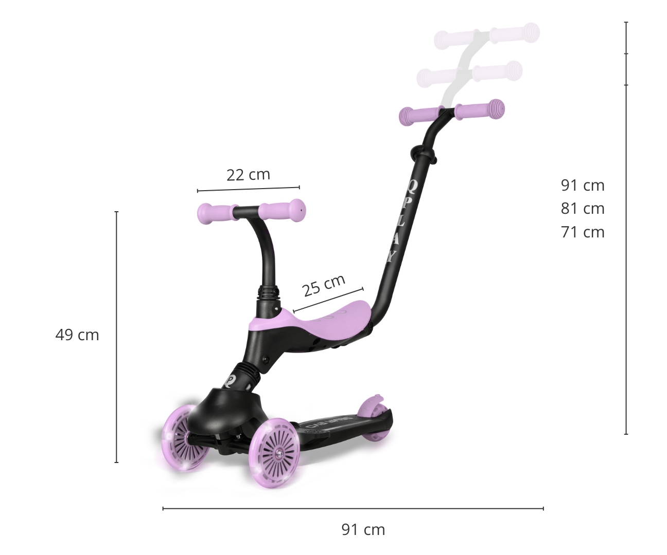 Qplay Hulajnoga Sema Evo 3w1 Violet — zdjęcie 8