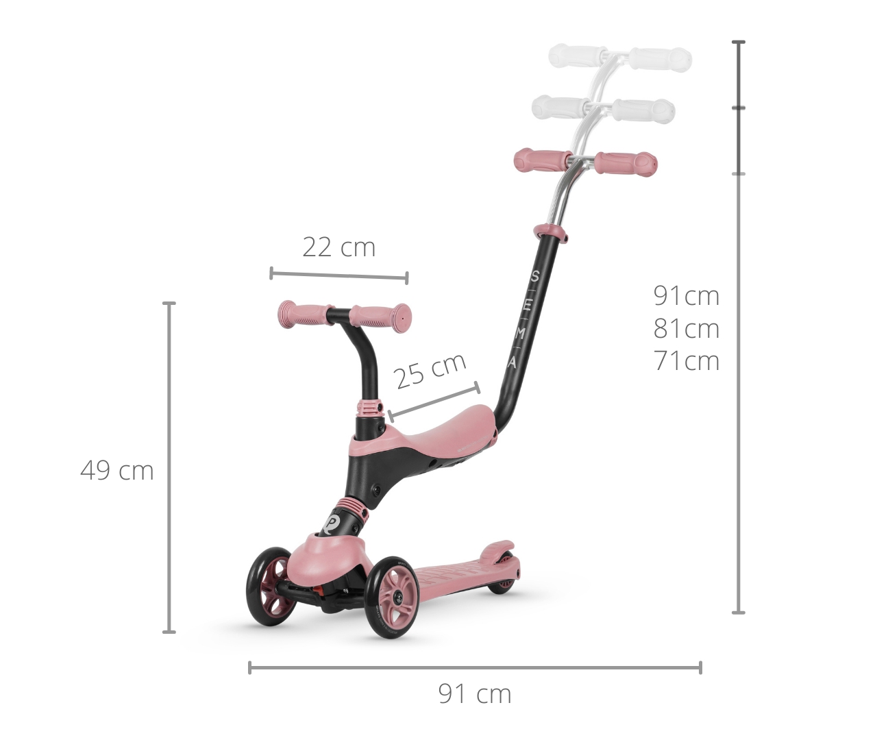 Qplay Hulajnoga Sema 3w1 Pink — zdjęcie 3