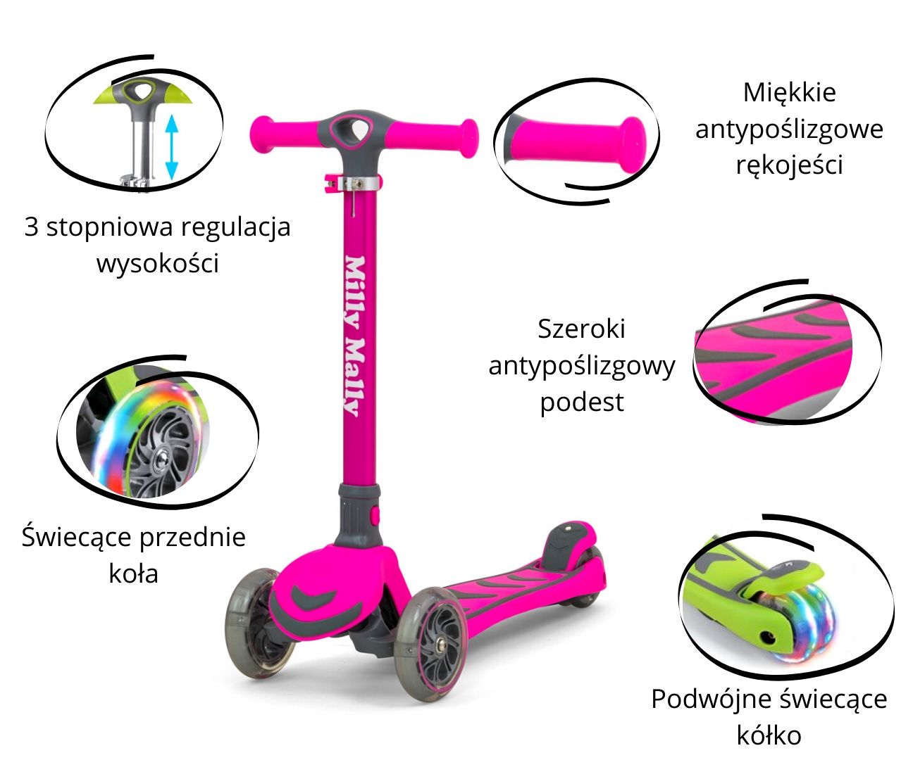 Milly Mally Scooter Boogie Pink — zdjęcie 7