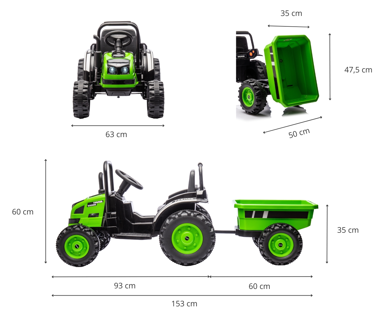 Milly Mally Pojazd na akumulator Traktor z przyczepą Farmer Green — zdjęcie 15