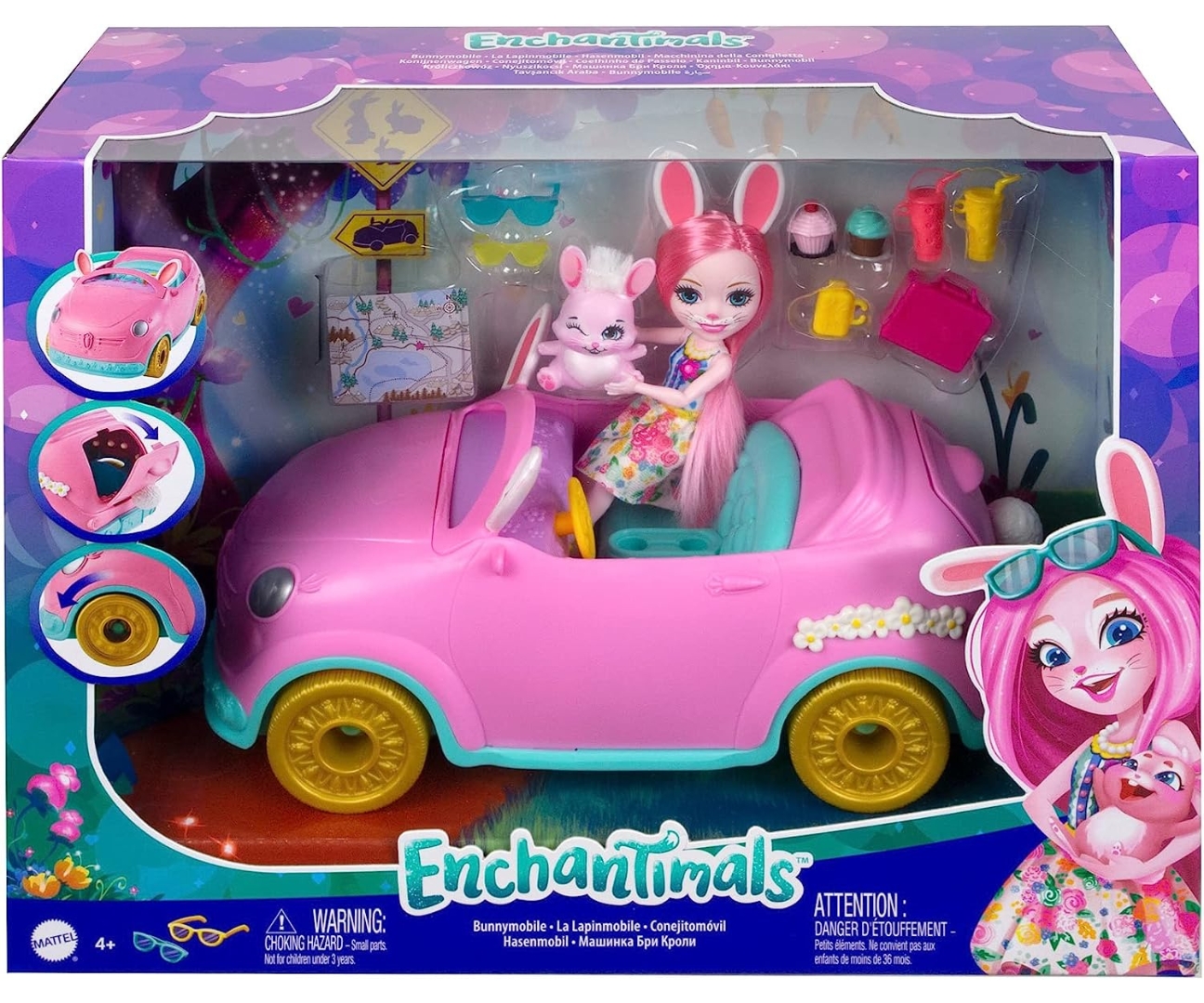 Mattel Enchantimals HFC85 Zestaw Króliczkowóz z Lalką Bree Bunny