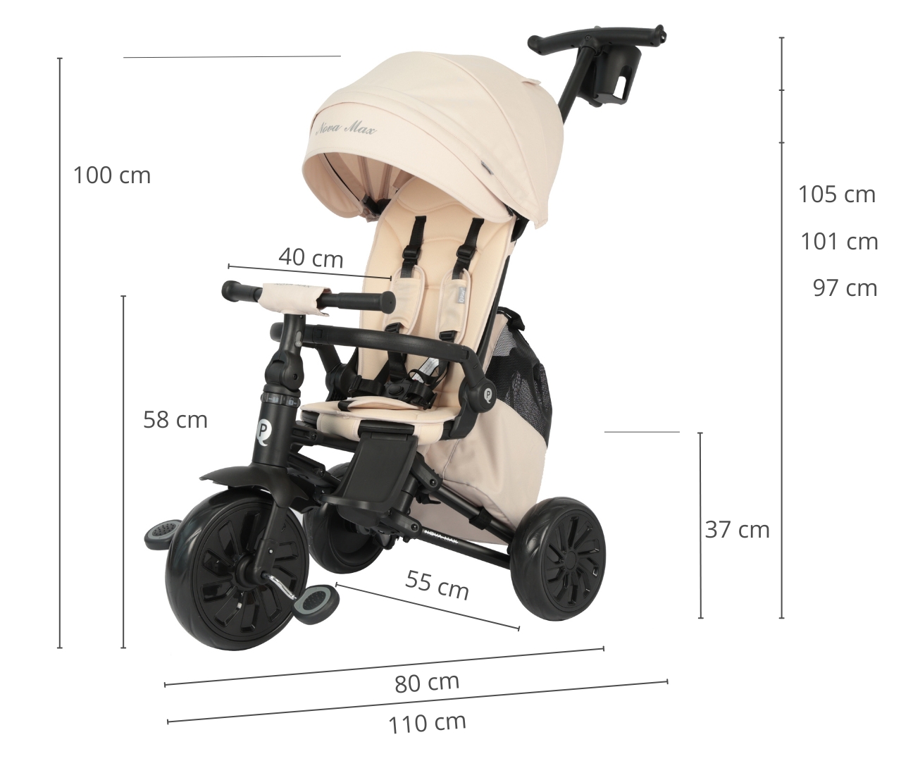 Qplay Rowerek Trójkołowy Nova Max Beige — zdjęcie 10