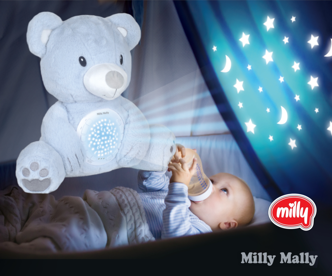 Milly Mally Zabawka pluszowa z Projektorem Milly Bear Blue — zdjęcie 6