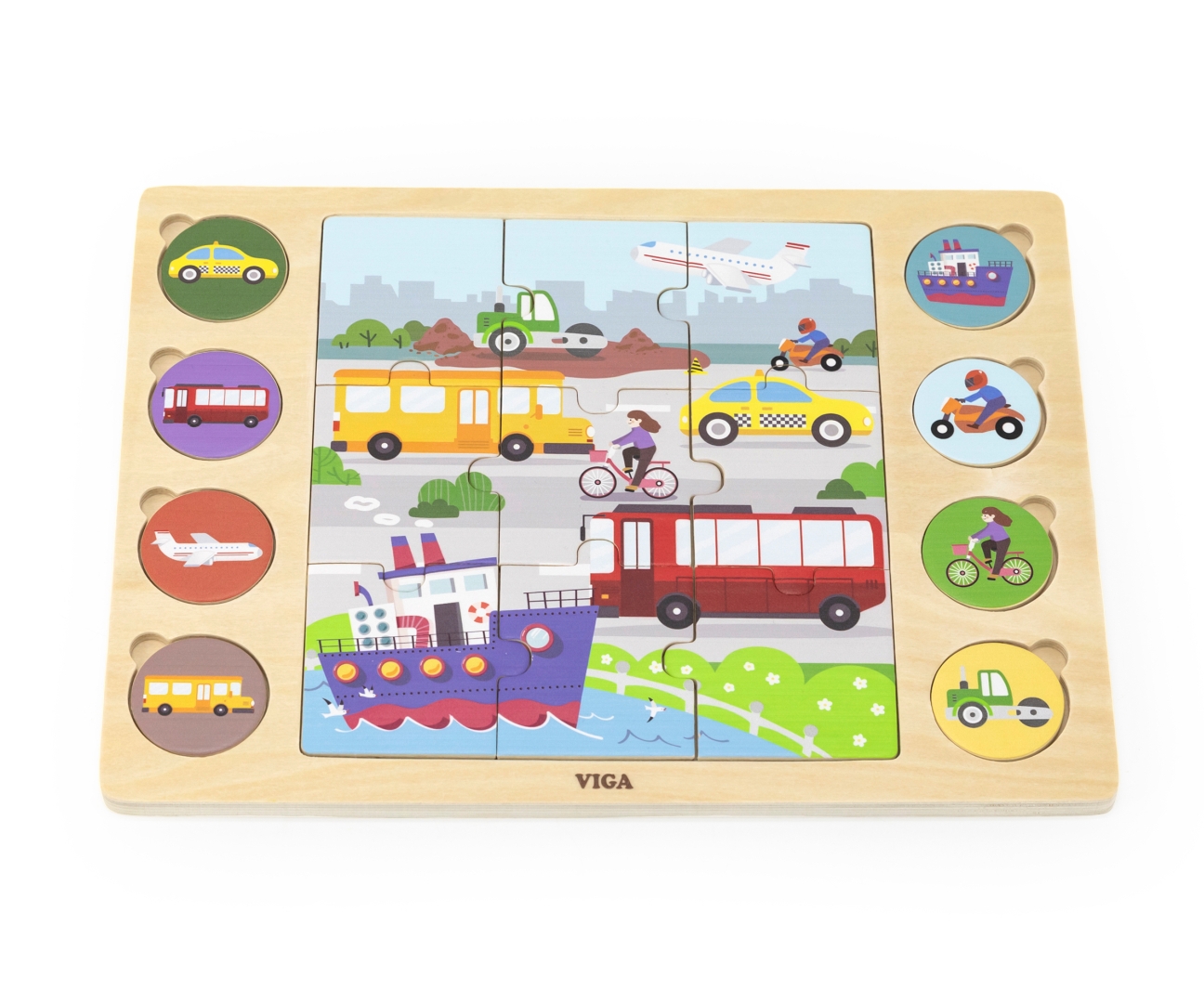 Viga 44742 Zestaw puzzli na podkładce- dopasuj cienie - środki transportu — zdjęcie 2