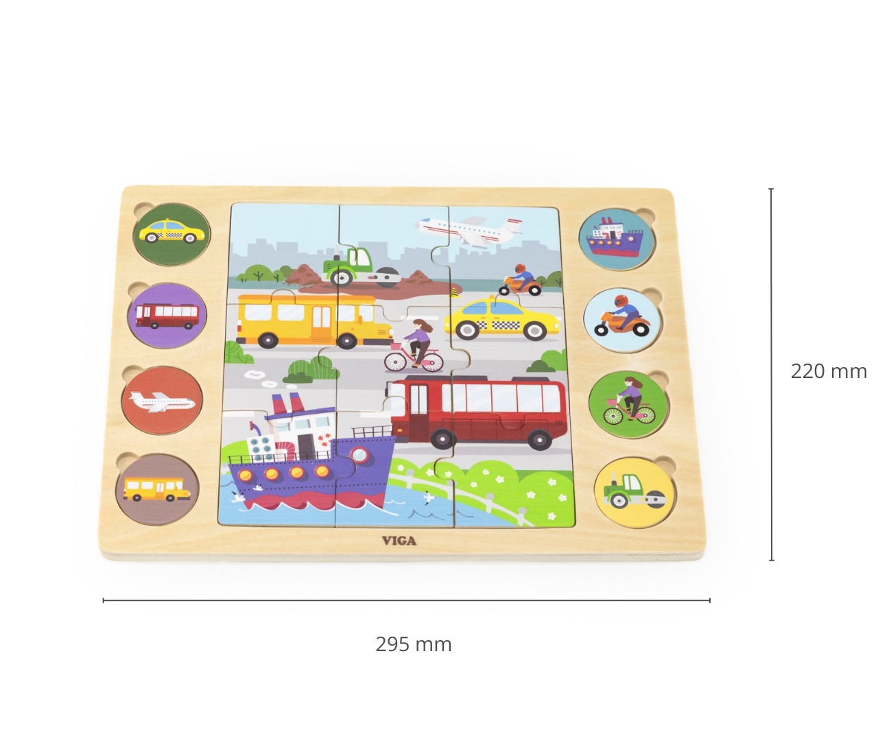 Viga 44742 Zestaw puzzli na podkładce- dopasuj cienie - środki transportu — zdjęcie 7