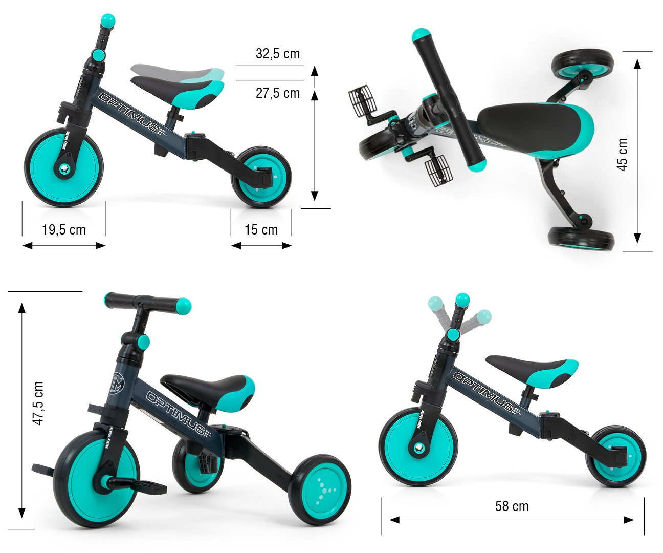 Milly Mally Rowerek 3w1 Optimus Mint — zdjęcie 8
