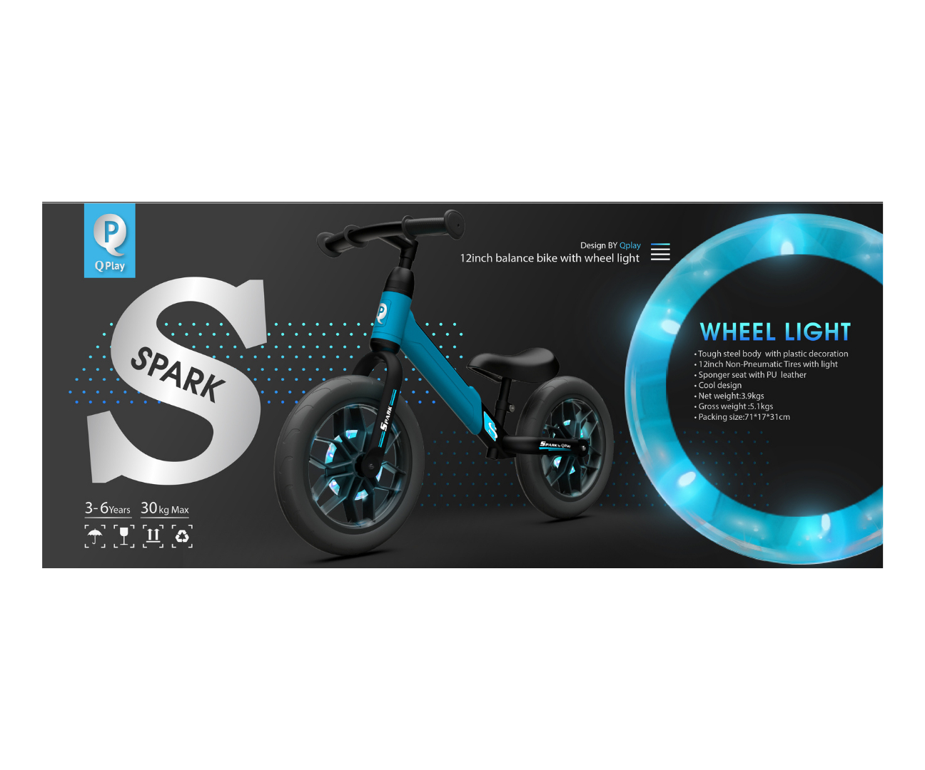 Qplay Rowerek Biegowy Spark Blue — zdjęcie 7