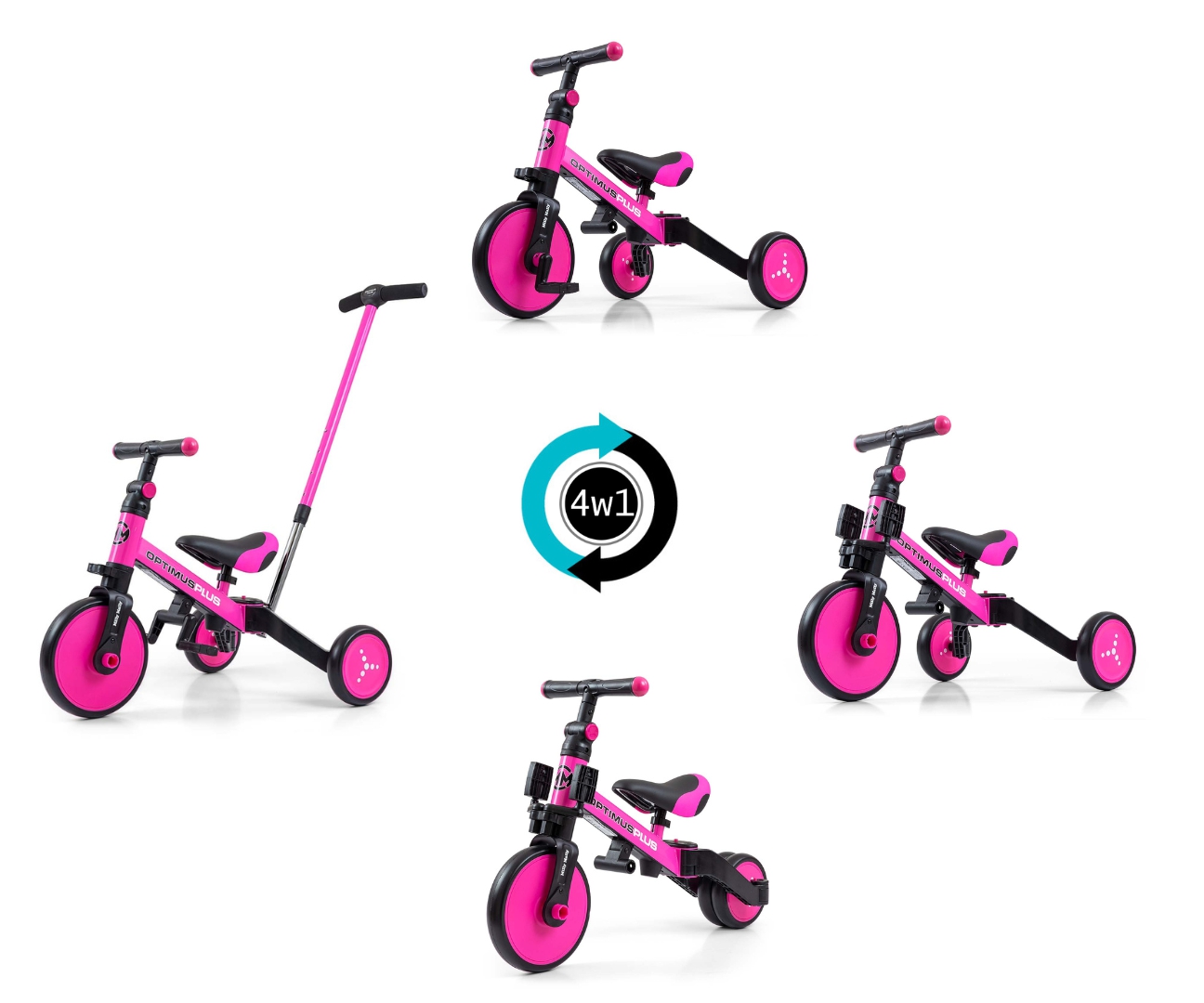 Milly Mally Rowerek 4w1 Optimus Plus Pink — zdjęcie 10