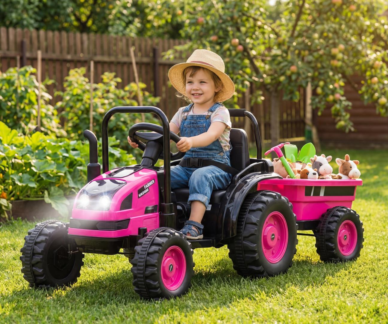 Milly Mally Pojazd na akumulator Traktor z przyczepą Farmer Pink — zdjęcie 14