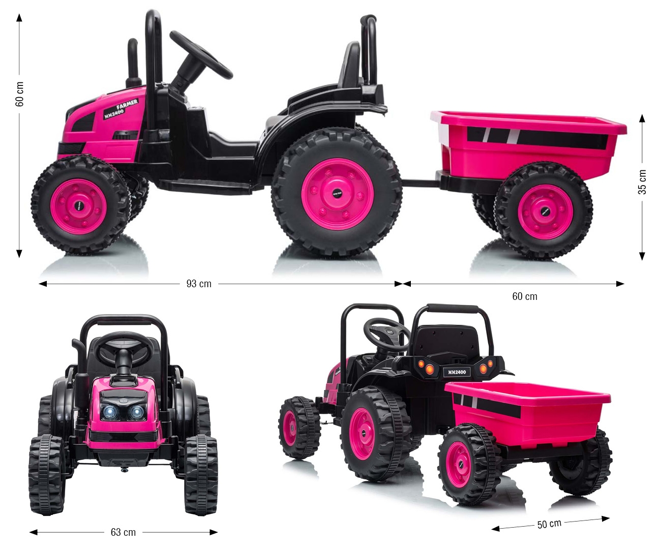 Milly Mally Pojazd na akumulator Traktor z przyczepą Farmer Pink — zdjęcie 15