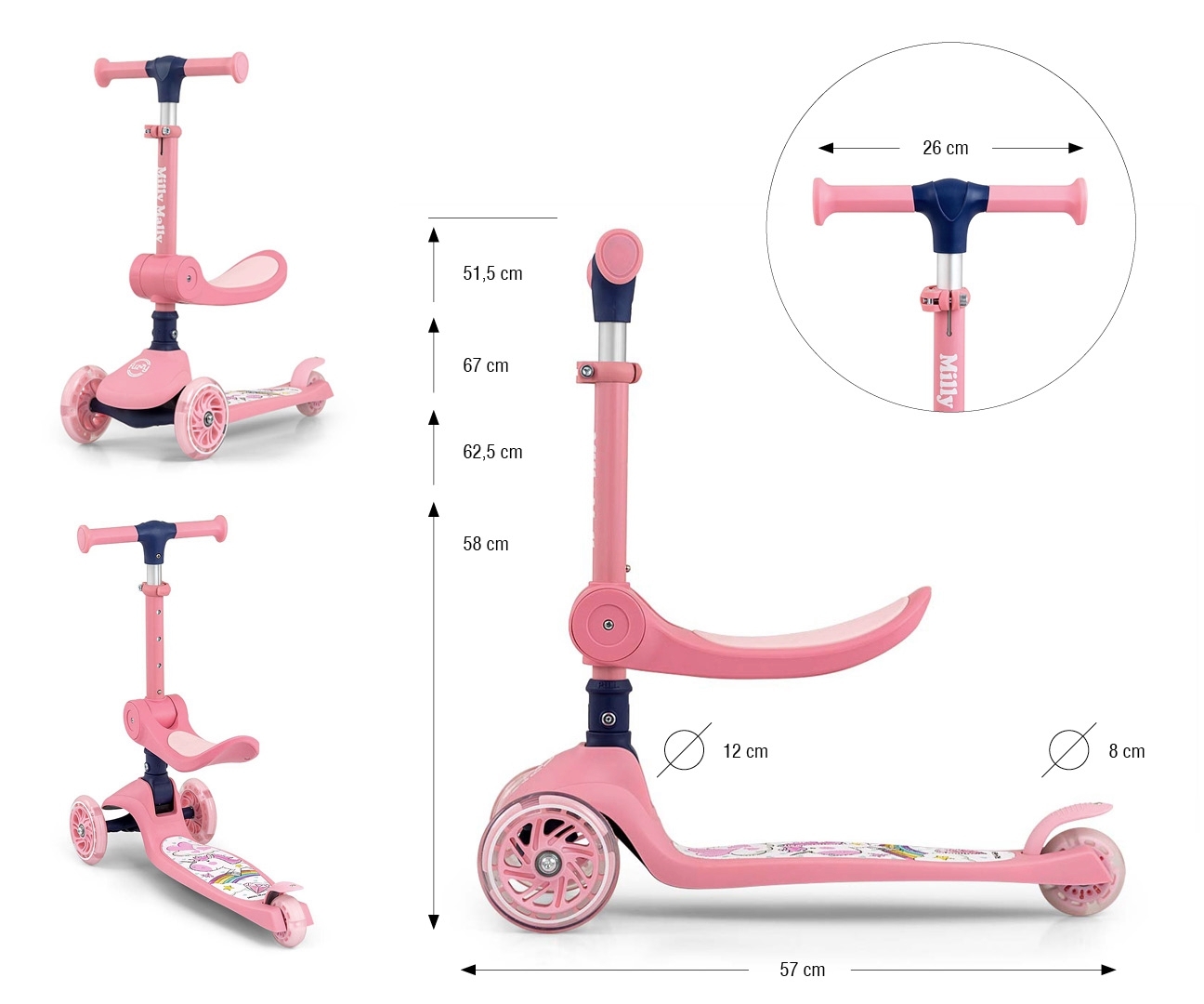 Milly Mally Scooter Fuzzy Pink — zdjęcie 11