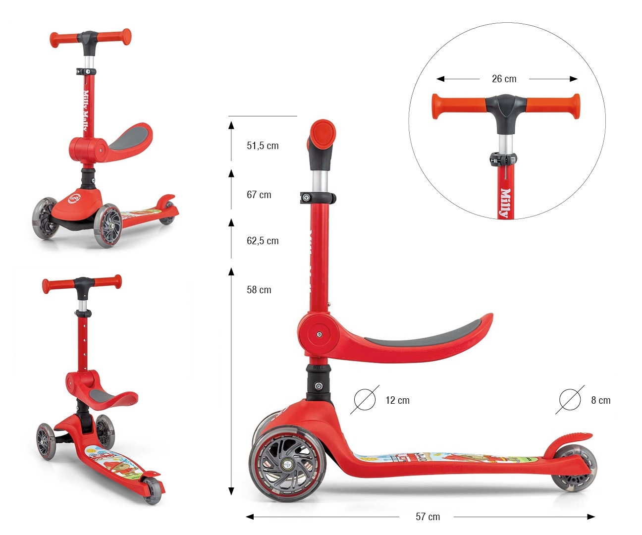 Milly Mally Scooter Fuzzy Red — zdjęcie 11
