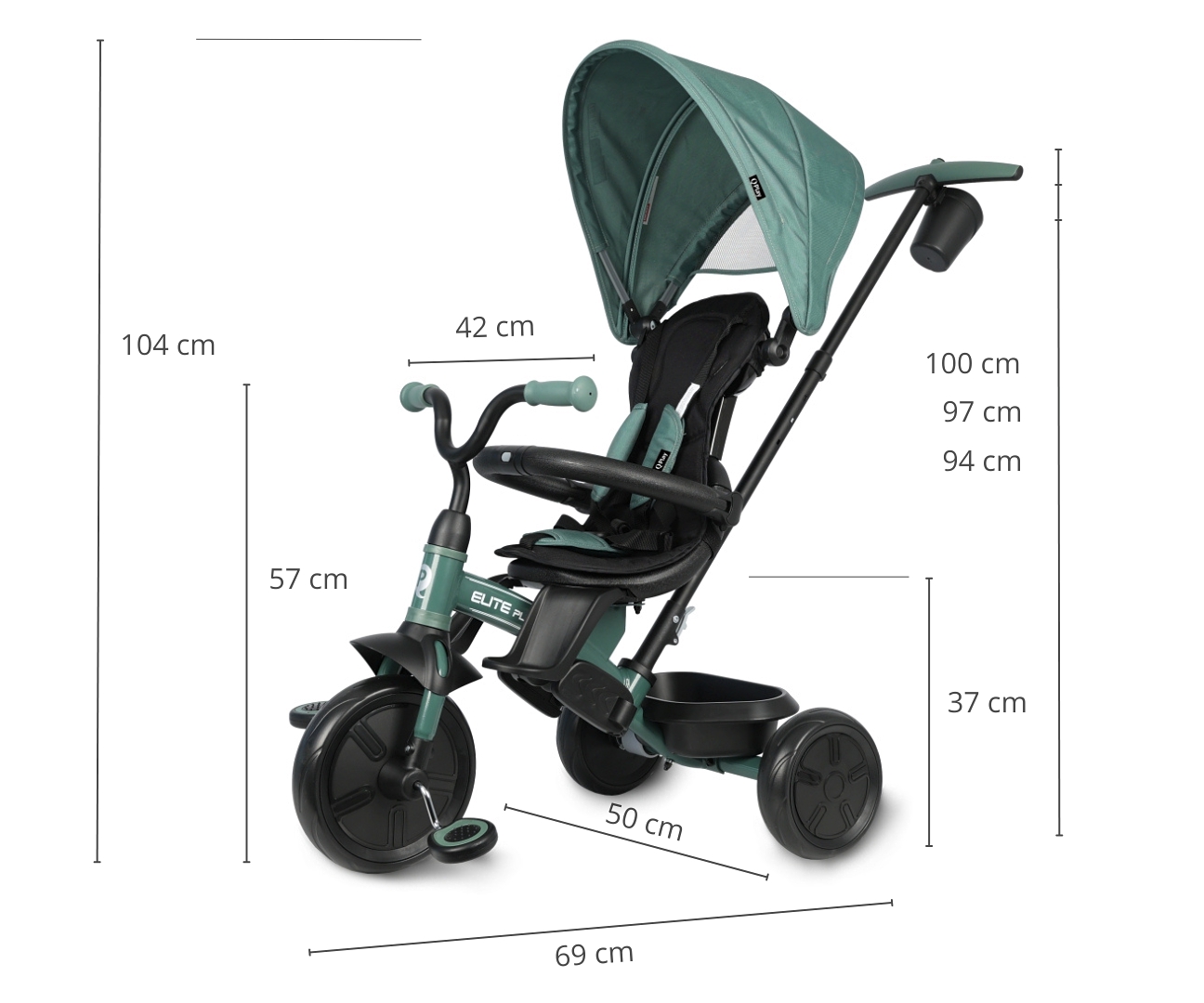 Qplay Rowerek Trójkołowy Elite Platinum Green — zdjęcie 10