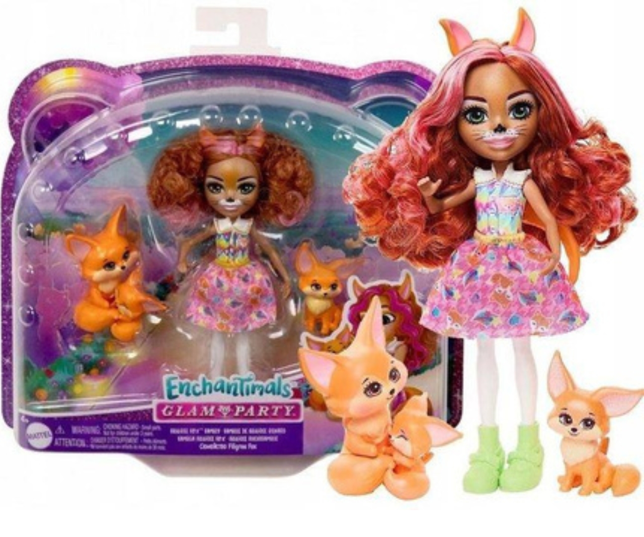 Mattel Enchantimals HNT60 Zestaw Lalka Fennec Fox i Rodzina Lisków