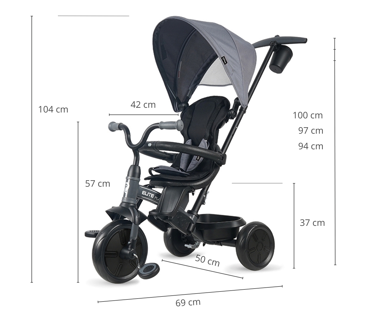 Qplay Rowerek Trójkołowy Elite Platinum Grey — zdjęcie 10