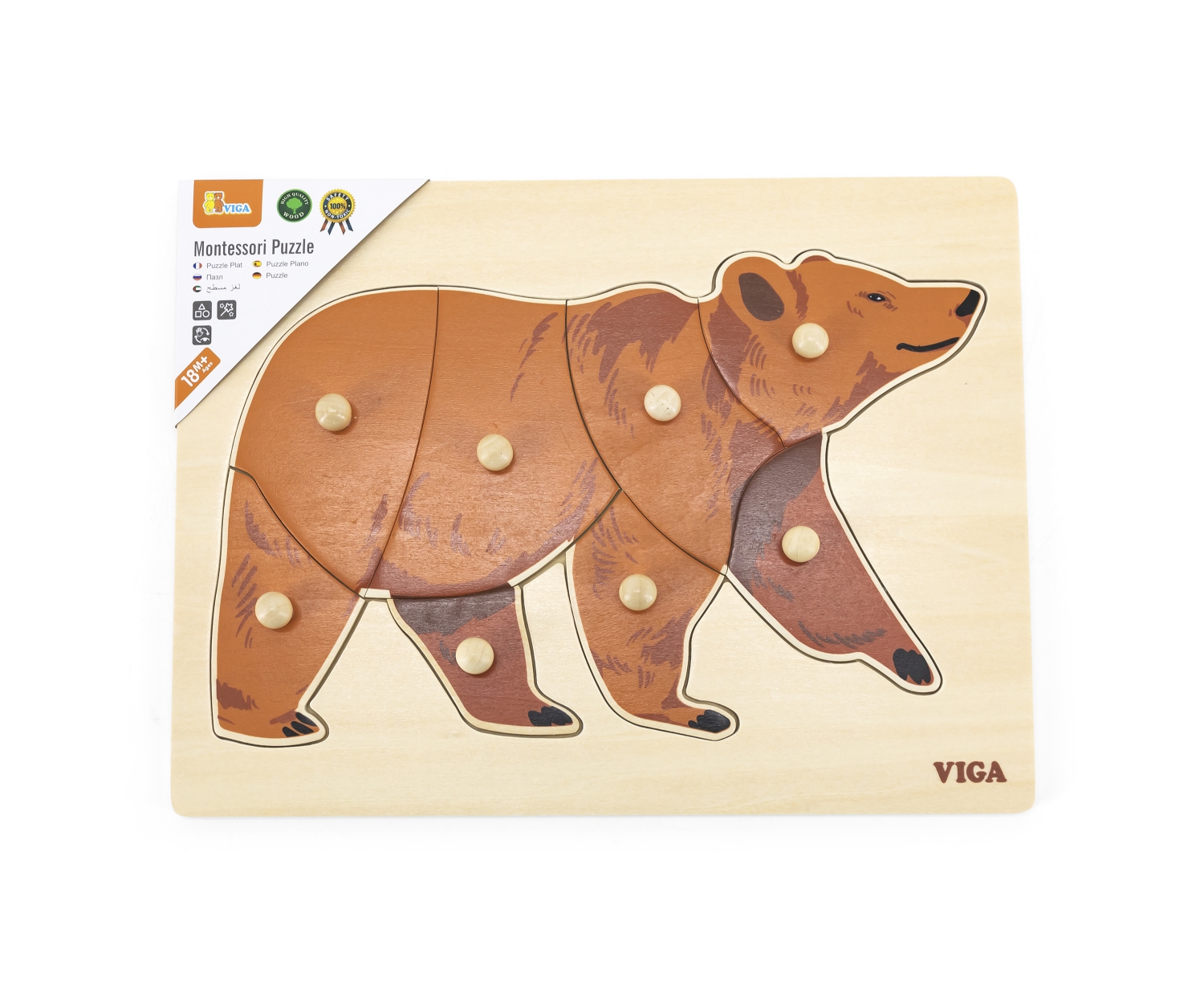Viga 44606 Puzzle na podkładce z uchwytami - Miś — zdjęcie 2