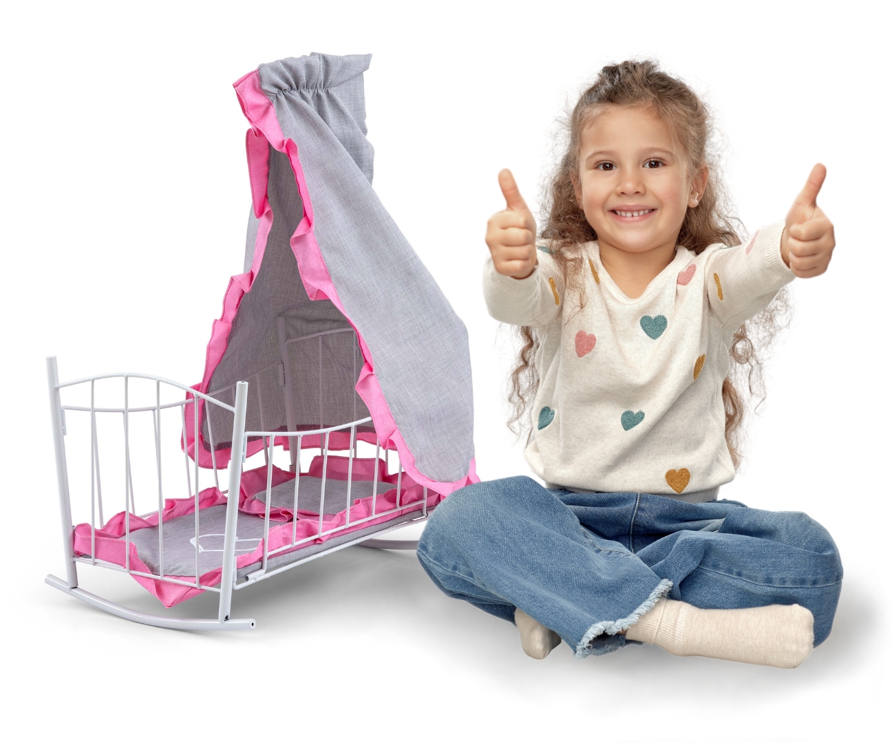 Milly Mally Łóżeczko-Kołyska dla lalek Lily z baldachimem Prestige Pink — zdjęcie 5